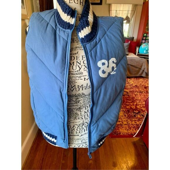 Victoria’s Secret Pink Vest Jacket Puffer Blue Logo Snowboard Down Feather - Picture 6 of 7